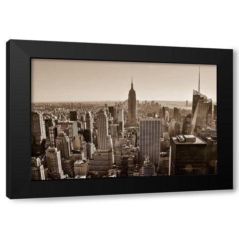 New York Sepia View Black Modern Wood Framed Art Print with Double Matting by Bill Carson Photography