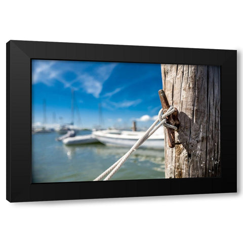 Secure Mooring Black Modern Wood Framed Art Print with Double Matting by Bill Carson Photography