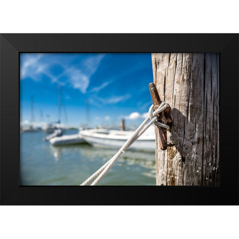 Secure Mooring Black Modern Wood Framed Art Print by Bill Carson Photography