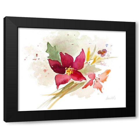 Poinsettia Spray Black Modern Wood Framed Art Print with Double Matting by Loreth, Lanie