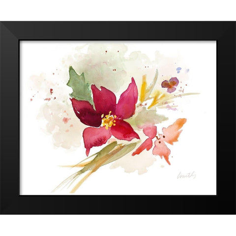 Poinsettia Spray Black Modern Wood Framed Art Print by Loreth, Lanie
