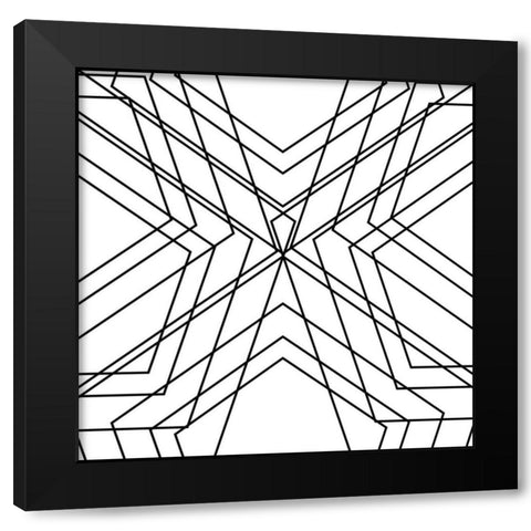 Black Geo Black Modern Wood Framed Art Print with Double Matting by SD Graphics Studio