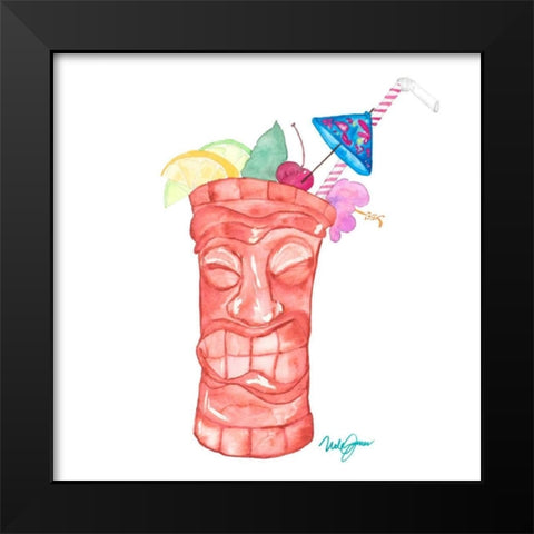 Tiki Bar Tonics I Black Modern Wood Framed Art Print by James, Nola