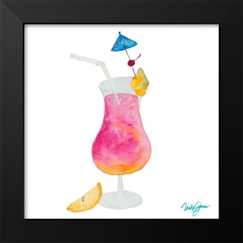 Tiki Bar Tonics IV Black Modern Wood Framed Art Print by James, Nola