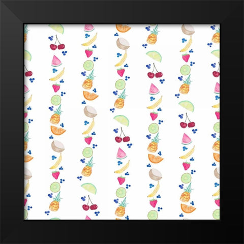 Fruit In Line Black Modern Wood Framed Art Print by James, Nola