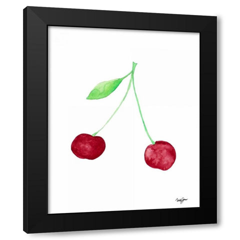 Two Cherries I Black Modern Wood Framed Art Print by James, Nola