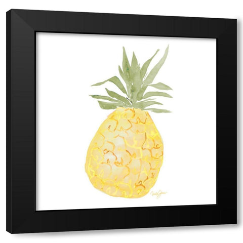 Pineapple Black Modern Wood Framed Art Print with Double Matting by James, Nola