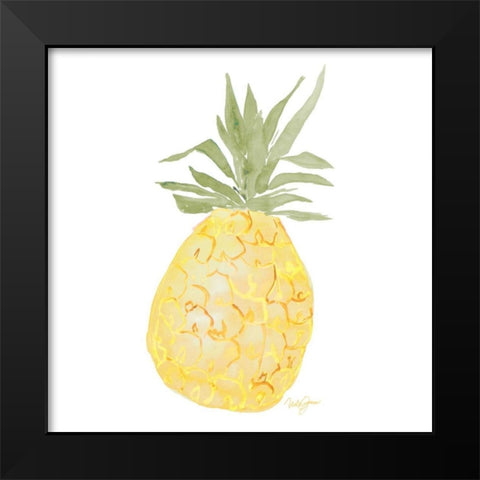 Pineapple Black Modern Wood Framed Art Print by James, Nola