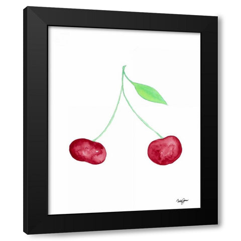 Two Cherries II Black Modern Wood Framed Art Print with Double Matting by James, Nola