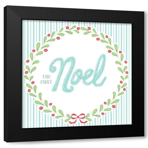 Christmas Wreath I Black Modern Wood Framed Art Print with Double Matting by Metz, Andi