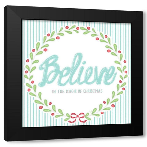 Christmas Wreath II Black Modern Wood Framed Art Print by Metz, Andi