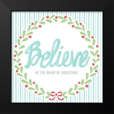 Christmas Wreath II Black Modern Wood Framed Art Print by Metz, Andi