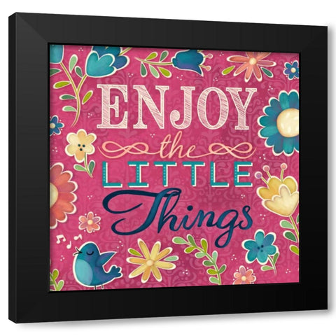 Enjoy the Little Things Burst I Black Modern Wood Framed Art Print by Josefina