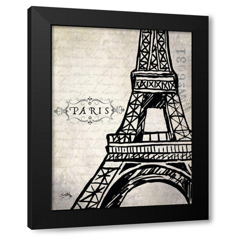 Paris Eiffel Black Modern Wood Framed Art Print with Double Matting by Medley, Elizabeth