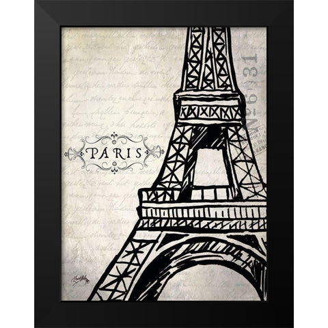 Paris Eiffel Black Modern Wood Framed Art Print by Medley, Elizabeth