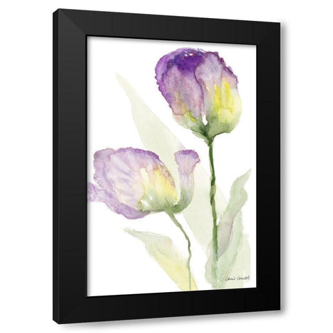 Teal and Lavender Tulips II Black Modern Wood Framed Art Print by Loreth, Lanie