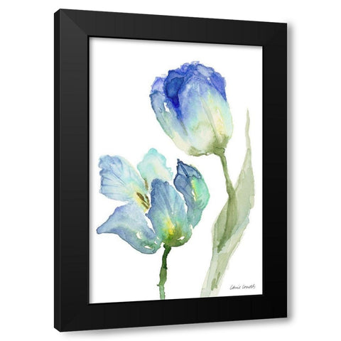 Teal and Lavender Tulips III Black Modern Wood Framed Art Print by Loreth, Lanie