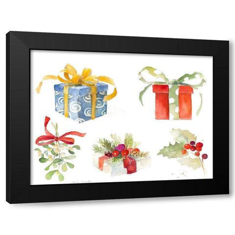 Christmas Presents Black Modern Wood Framed Art Print by Loreth, Lanie