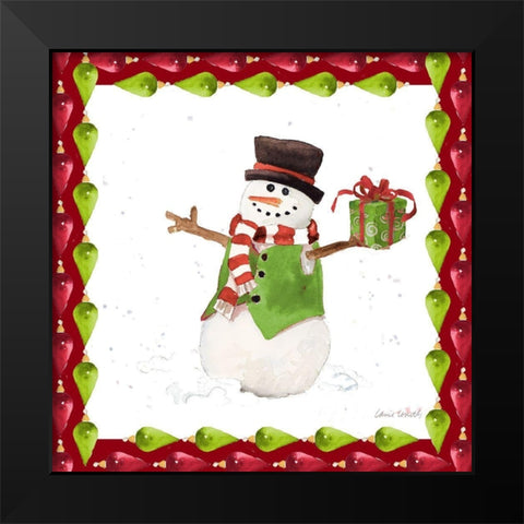 Christmas Snowman II Black Modern Wood Framed Art Print by Loreth, Lanie