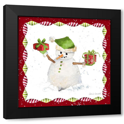 Christmas Snowman I Black Modern Wood Framed Art Print with Double Matting by Loreth, Lanie
