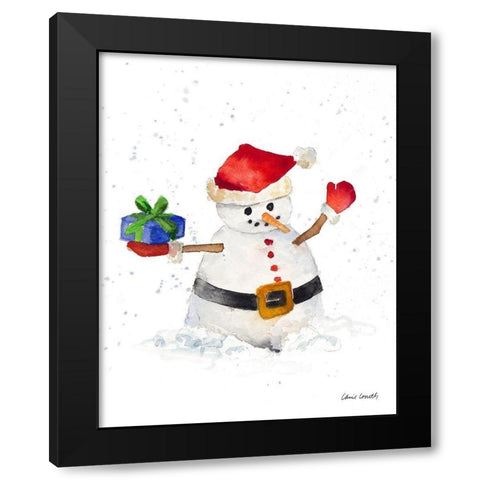 Watercolor Snowman II Black Modern Wood Framed Art Print by Loreth, Lanie
