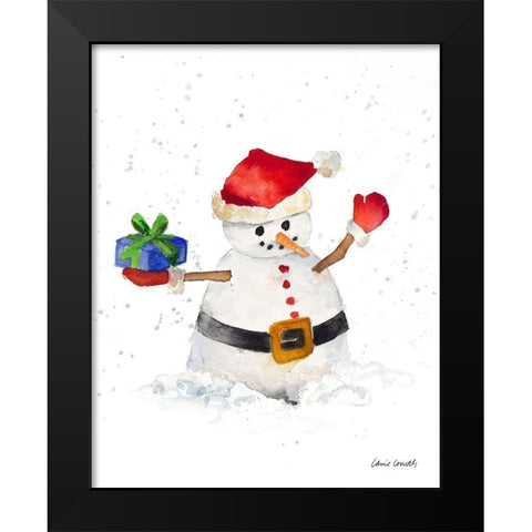 Watercolor Snowman II Black Modern Wood Framed Art Print by Loreth, Lanie