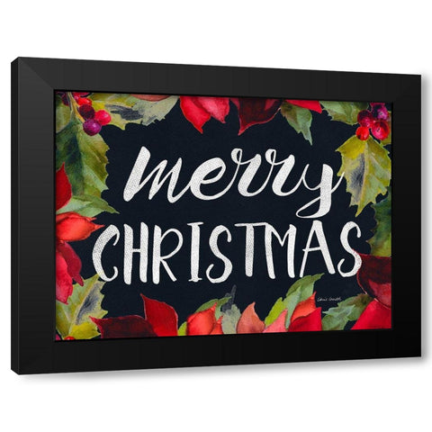 Poinsettias and Greetings I Black Modern Wood Framed Art Print with Double Matting by Loreth, Lanie