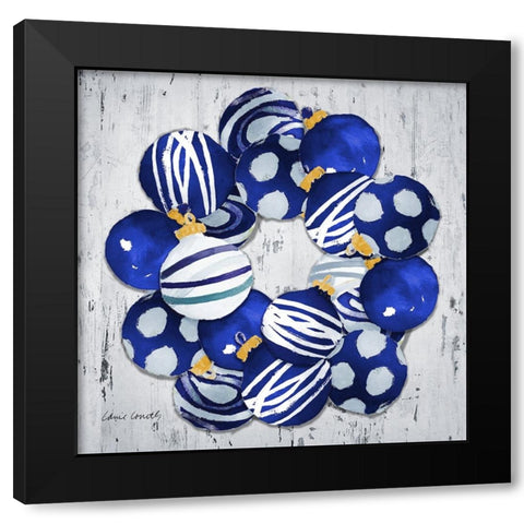 Blue Christmas Ornaments Black Modern Wood Framed Art Print with Double Matting by Loreth, Lanie
