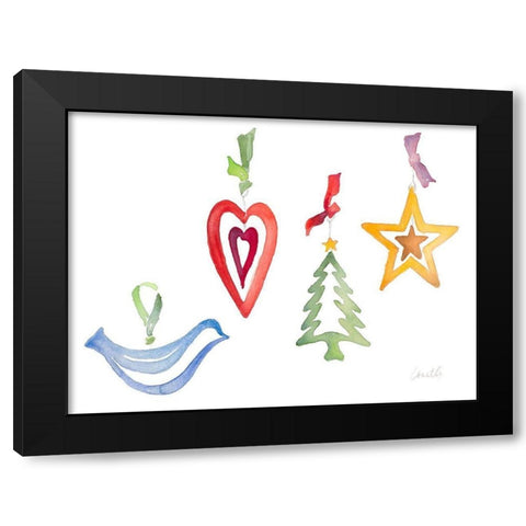 Modern Christmas Ornaments Black Modern Wood Framed Art Print by Loreth, Lanie