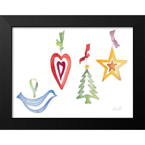 Modern Christmas Ornaments Black Modern Wood Framed Art Print by Loreth, Lanie