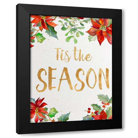 Holiday Poinsettias I Black Modern Wood Framed Art Print with Double Matting by Loreth, Lanie