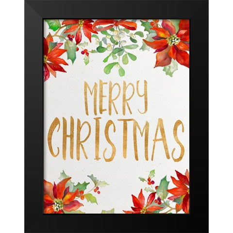 Holiday Poinsettias II Black Modern Wood Framed Art Print by Loreth, Lanie