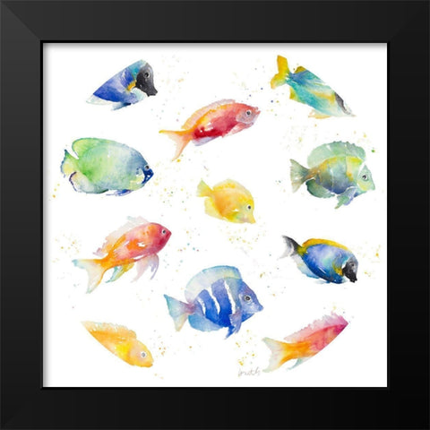 Tropical Fish Round Black Modern Wood Framed Art Print by Loreth, Lanie