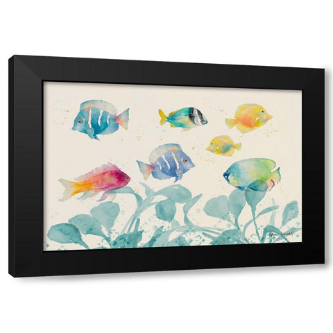Tropical Fish on Cream I Black Modern Wood Framed Art Print with Double Matting by Loreth, Lanie