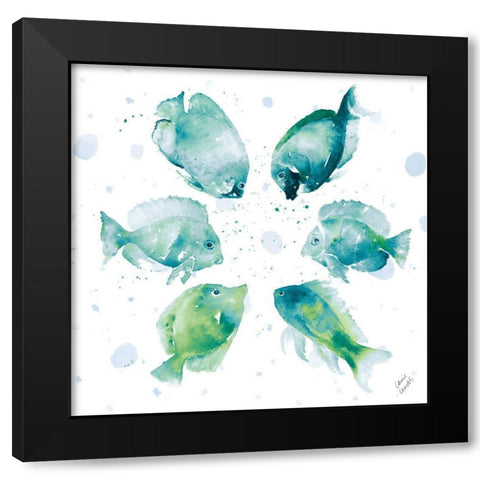 Tropical Fish Circle I Black Modern Wood Framed Art Print by Loreth, Lanie