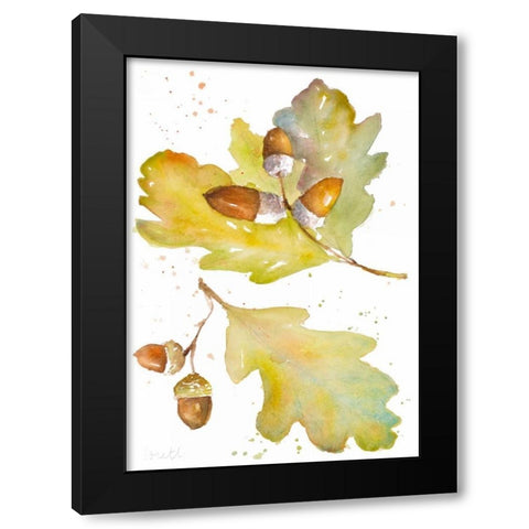 Acorns and Oak Leaves II Black Modern Wood Framed Art Print by Loreth, Lanie