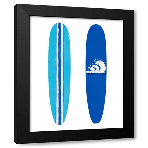 Blue Surf Boards Black Modern Wood Framed Art Print with Double Matting by DeRice, Julie