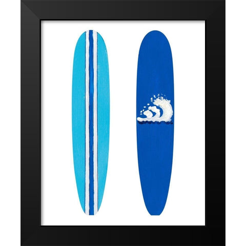 Blue Surf Boards Black Modern Wood Framed Art Print by DeRice, Julie