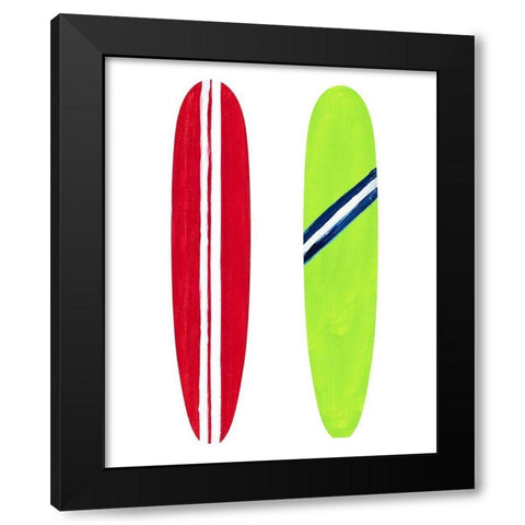 Red and Green Surf Boards Black Modern Wood Framed Art Print with Double Matting by DeRice, Julie