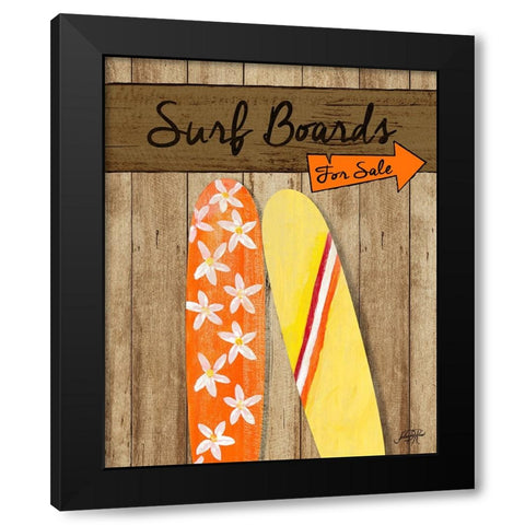 Surf Boards For Sale Black Modern Wood Framed Art Print by DeRice, Julie