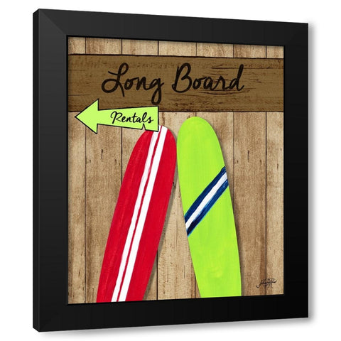 Long Board Rentals Black Modern Wood Framed Art Print by DeRice, Julie