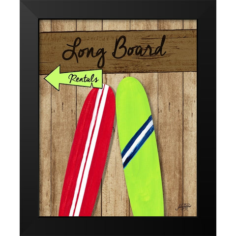 Long Board Rentals Black Modern Wood Framed Art Print by DeRice, Julie