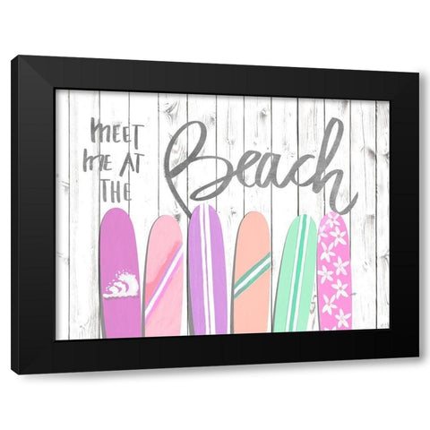 Meet Me at the Beach Black Modern Wood Framed Art Print by DeRice, Julie