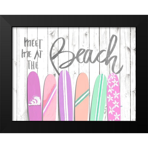 Meet Me at the Beach Black Modern Wood Framed Art Print by DeRice, Julie
