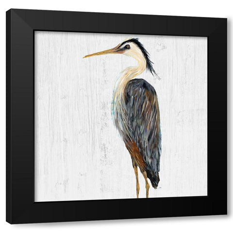 Heron On Whitewash I Black Modern Wood Framed Art Print with Double Matting by DeRice, Julie