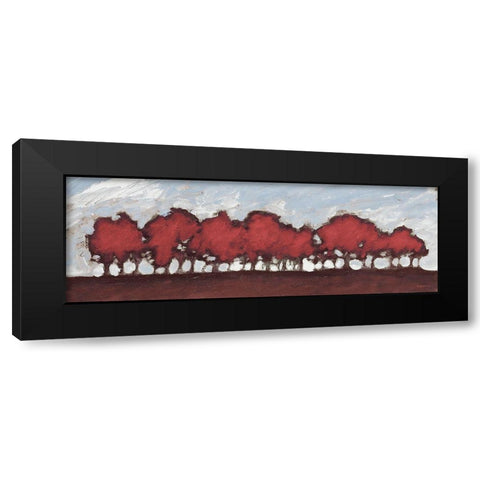 Tree Row Sunset In Red Black Modern Wood Framed Art Print with Double Matting by Meneely, Dan