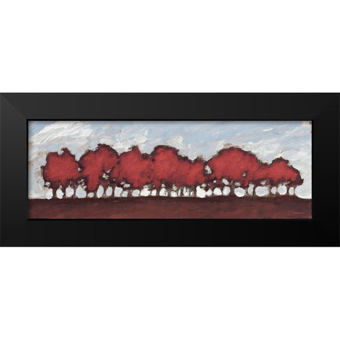 Tree Row Sunset In Red Black Modern Wood Framed Art Print by Meneely, Dan