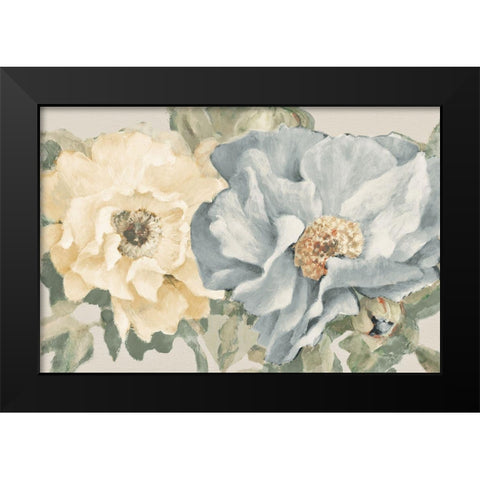 Blue Neutral Peony Black Modern Wood Framed Art Print by Loreth, Lanie