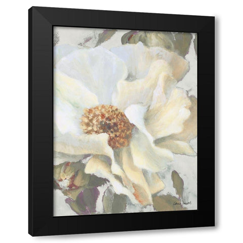 White Peony and Buds Black Modern Wood Framed Art Print by Loreth, Lanie