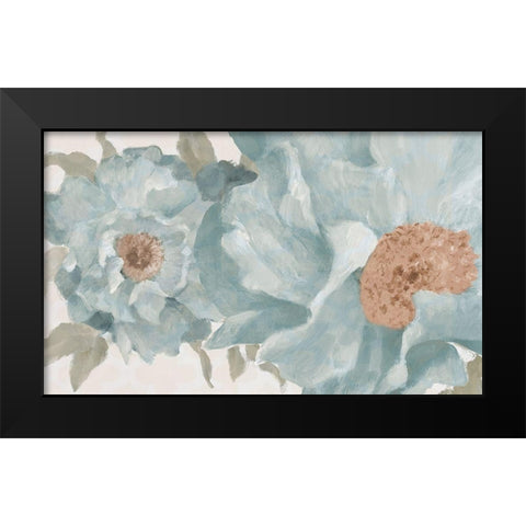 Soft Blue Peonies Black Modern Wood Framed Art Print by Loreth, Lanie